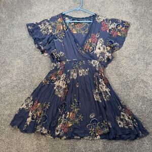 Angie Boho Floral Tunic Top Large Retro Y2K Babydoll Romantic Festival Feminine